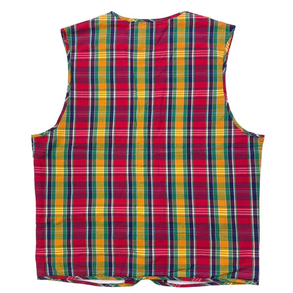 Madison Creek Plaid Utility Vest Mens Large Cotton Button Front Pockets - Picture 2 of 6